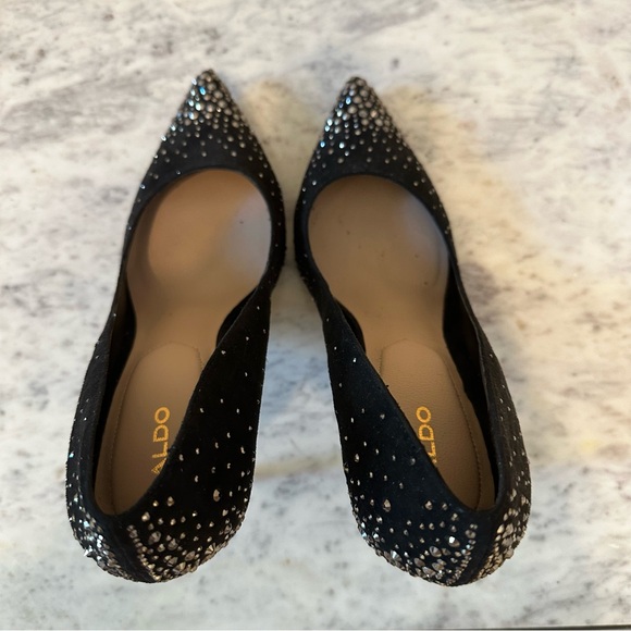 Aldo Suede Pointy Toe Sparkly Bedazzled High Heel Pump - Picture 6 of 7